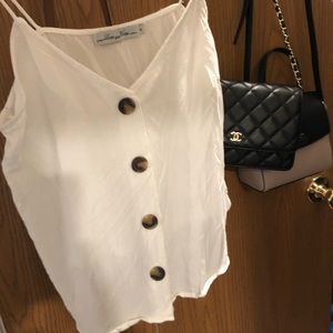 WHITE Get Button the Floor Cami Top